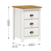 Mesa Cabeceira Em Madeira 3 Gavetas Linha Topázio - Branco/freijó - 3