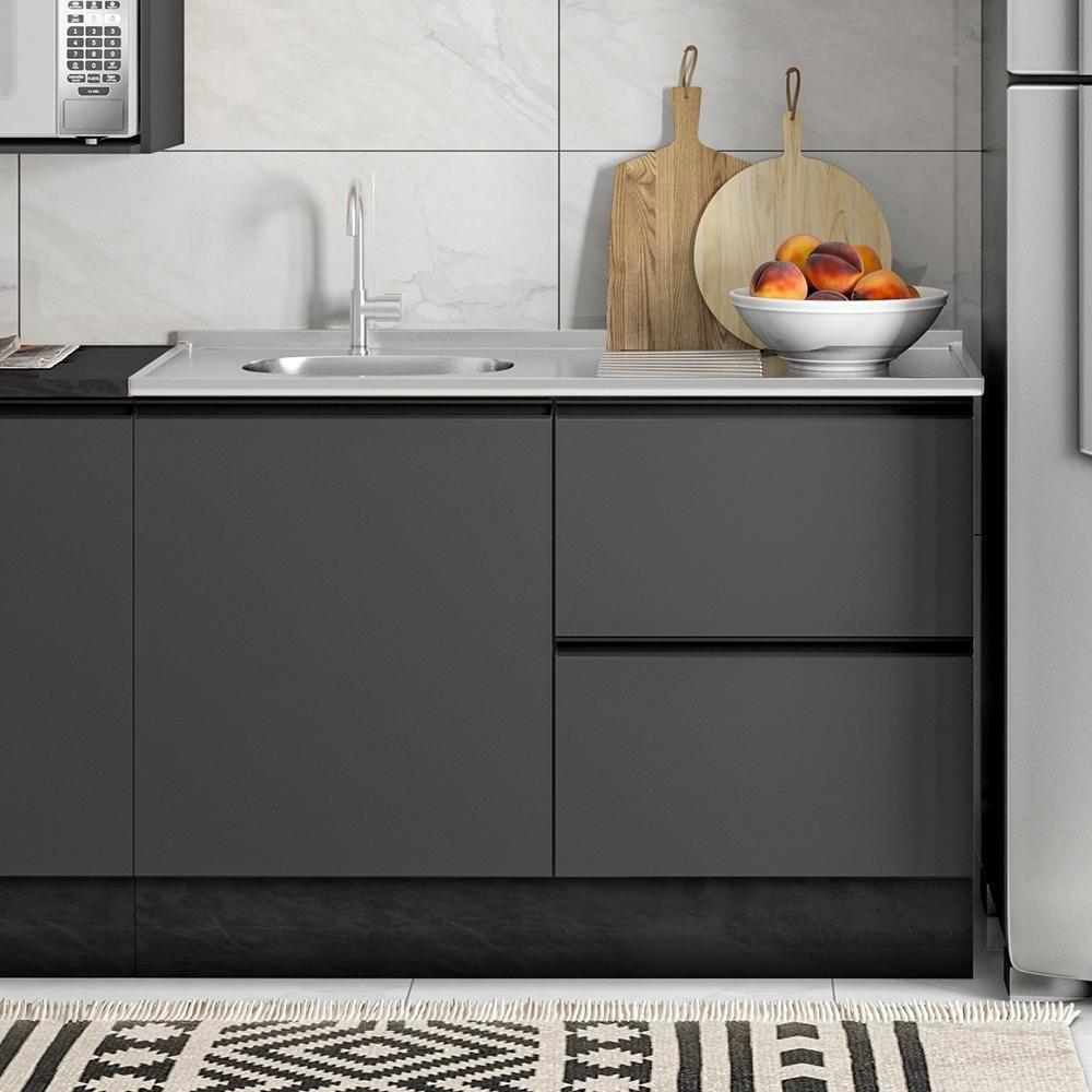 Balcao Para Pia 1 Porta 3 Gavetas 120 Cm Etti 12551 Grafite Pln - 1