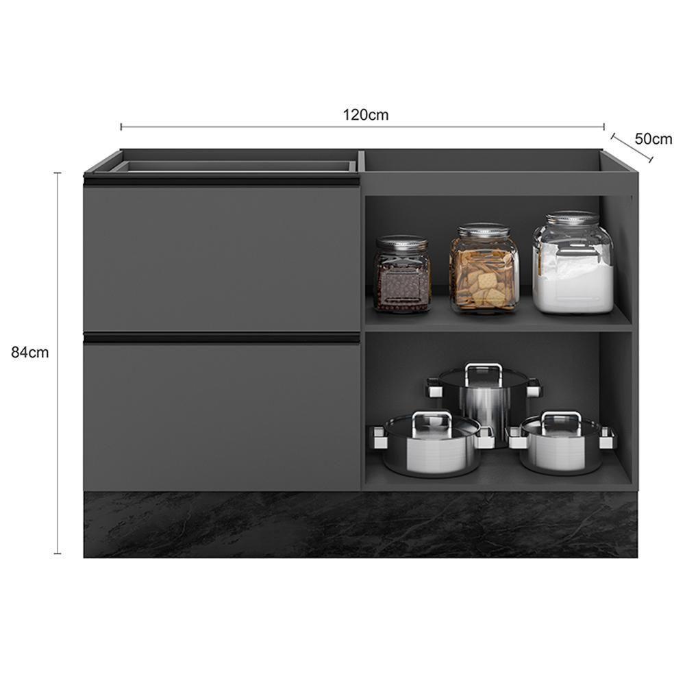 Balcao Para Pia 1 Porta 3 Gavetas 120 Cm Etti 12551 Grafite Pln - 3