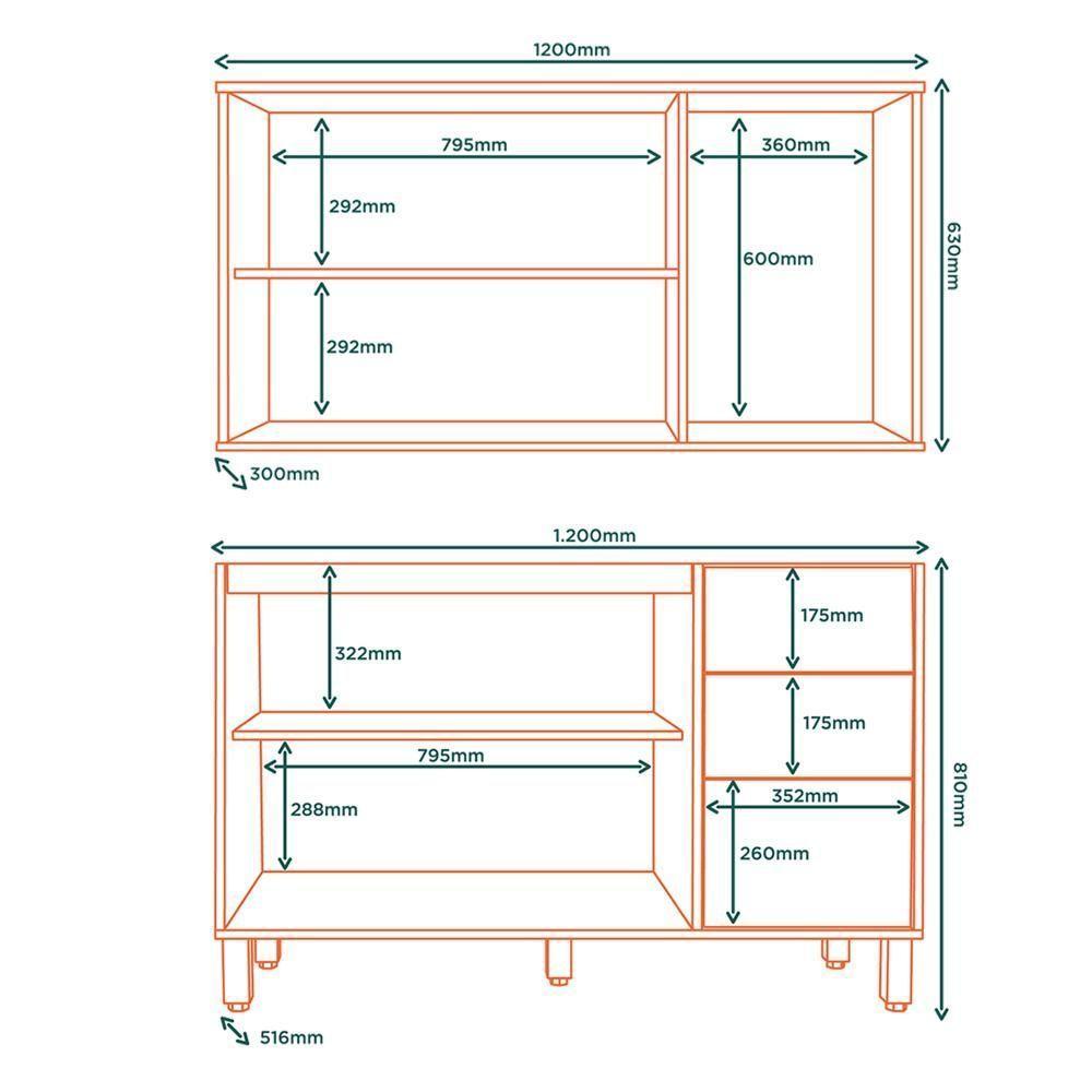 Armario E Balcao Pia 120 Cm Glor Abgl24 Branco Neve Mxm - 6