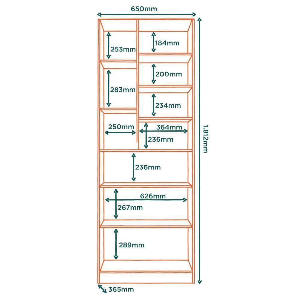 Armario Multiuso 181 Cm Mdp 2 Portas Lin Mu001 Castanho Mxm - 6