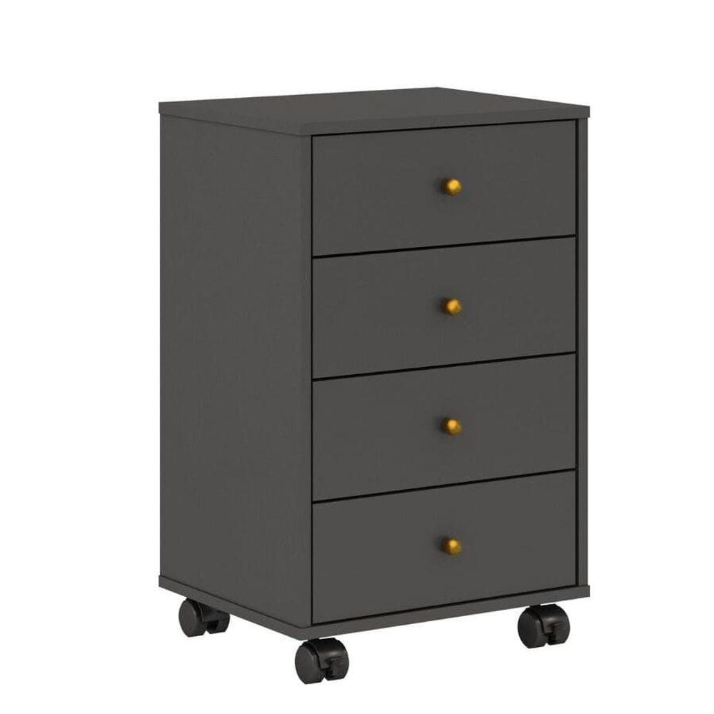 Mesa Cabeceira Presence Grafito 4 Gavetas Demóbile - 2