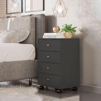 Mesa Cabeceira Presence Grafito 4 Gavetas Demóbile - 1