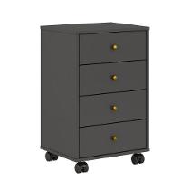 Mesa Cabeceira Presence Grafito 4 Gavetas Demóbile - 2