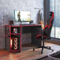 Mesa Para Escritorio E Gamer Preto Fosco Vermelho - 1