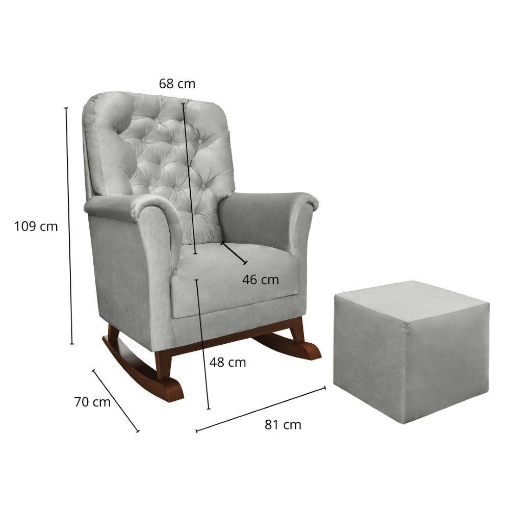 Poltrona Agatha Canoa E Puff Veludo Cinza - 3