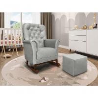 Poltrona Agatha Canoa E Puff Veludo Cinza - 1