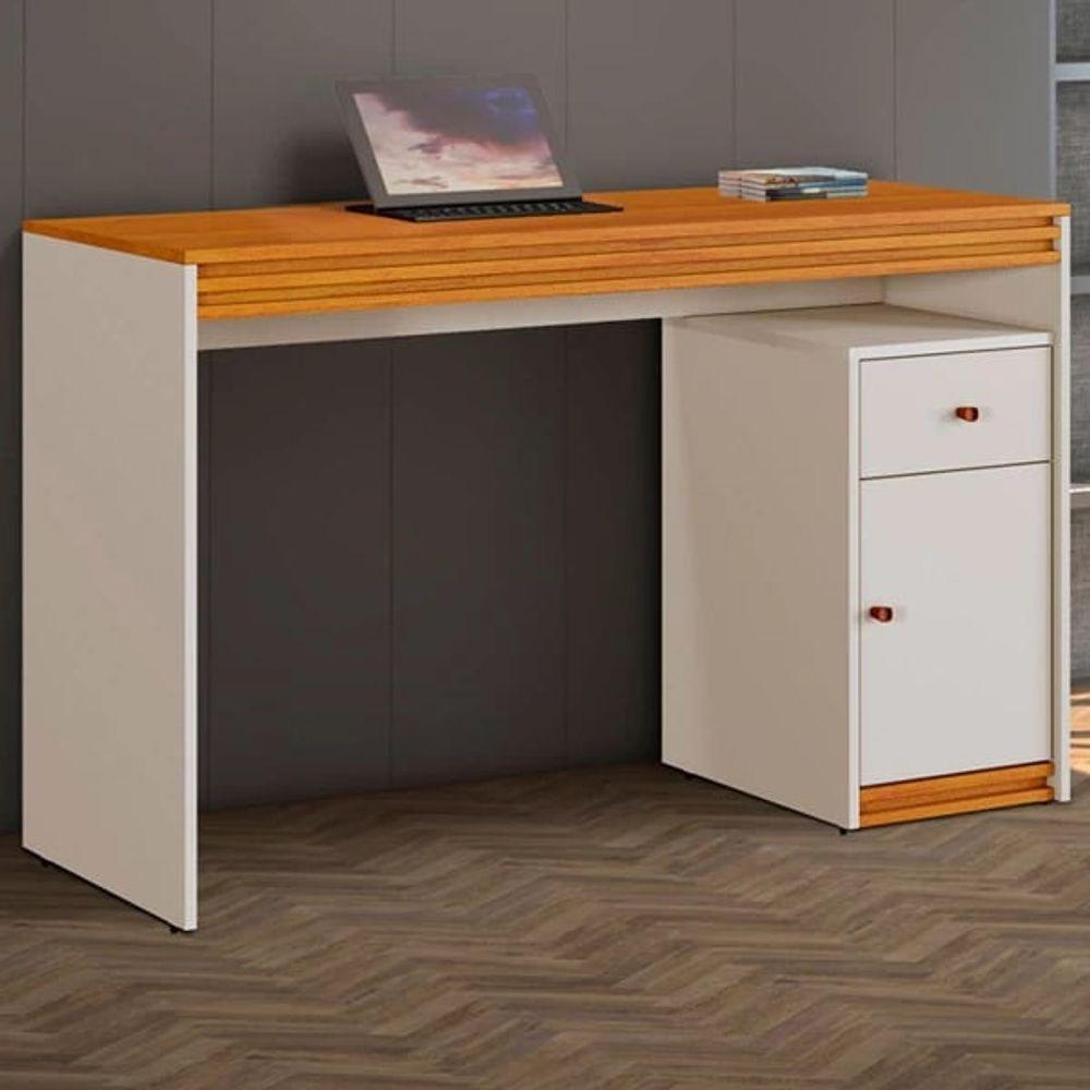 Escrivaninha 120cm 1 Porta 1 Gaveta Madrid - Mavaular Off White-naturalle - 2