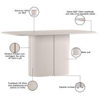 Mesa De Jantar 6 Lugares Retangular Tampo Vidro Verbena N01 Off White - Lyam Decor - 3