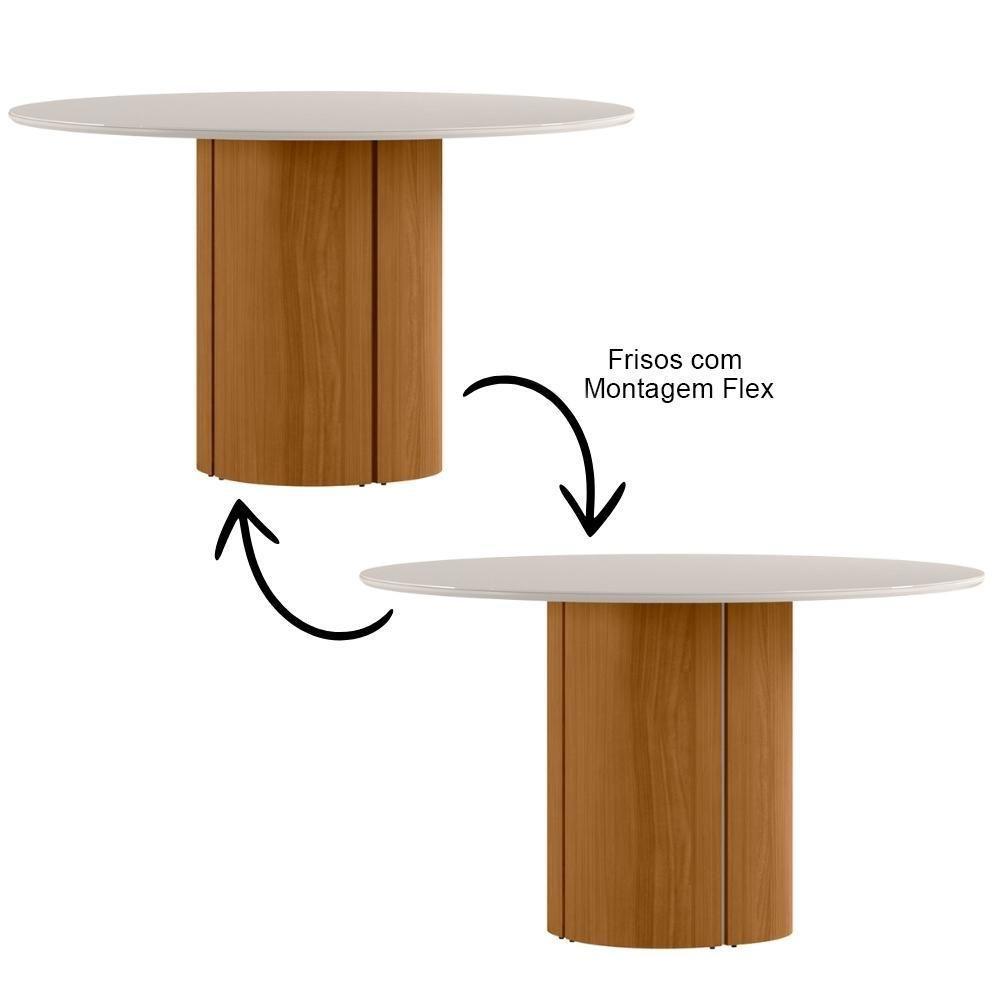 Mesa De Jantar 6 Lugares Redonda 135cm Verbena N01 Ypê Off White - Lyam Decor - 2