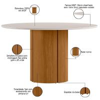 Mesa De Jantar 6 Lugares Redonda 135cm Verbena N01 Ypê Off White - Lyam Decor - 3