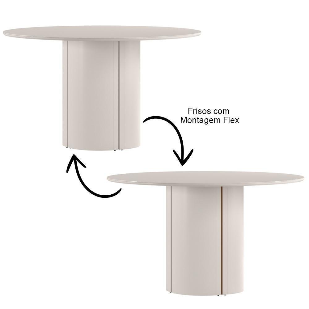 Mesa De Jantar 6 Lugares Redonda 135cm Verbena N01 Off White - Lyam Decor - 2