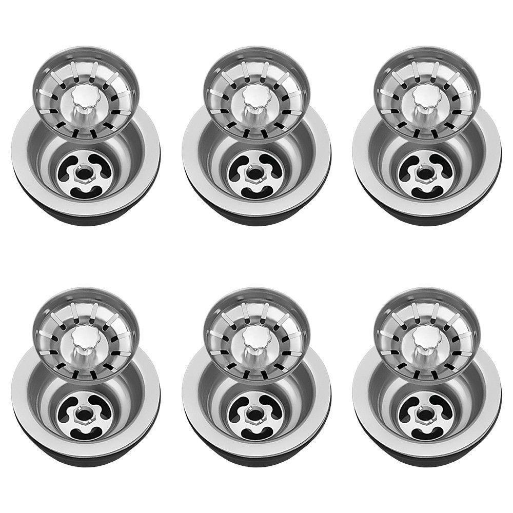 Válvula Para Pia Kit 6 Aço Inox 3.1/2 G01 Cromado - Mpozenato - 1