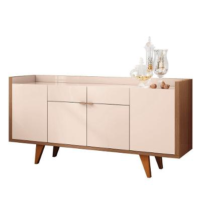 Balcão Aparador Buffet 4 Portas Sinfonia H01 Castanho/off - Mpozenato