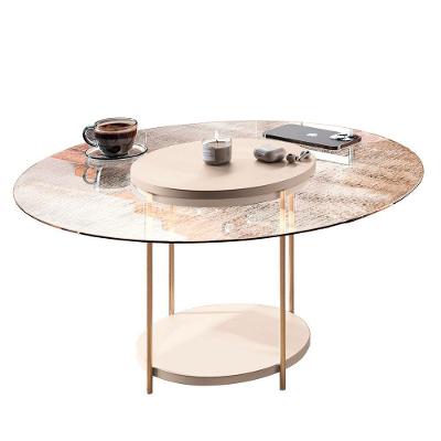 Mesa De Centro Redonda Tampo De Vidro Mindy H01 Off White - Mpozenato