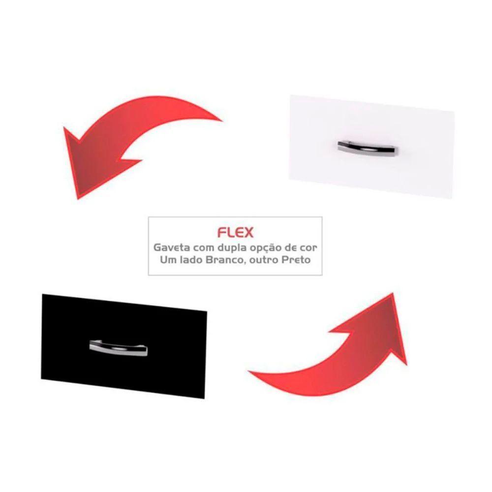 Balcão Gabinete Para Pia Sem Tampo 120cm 3 Portas E 1 Gaveta Flex Gabriela Branco/preto - Ajl Móveis - 3