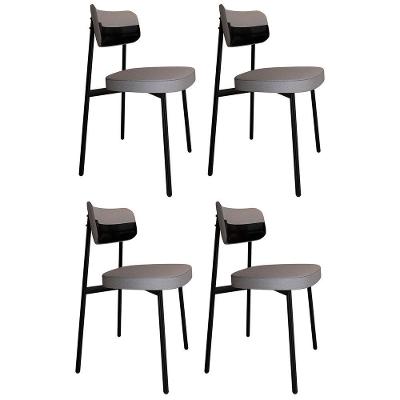 Cadeira De Jantar Estofada Kit 4 Ella M25 Linho Cinza Cl/preto - Mpozenato
