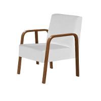 Poltrona Decorativa 1 Lugar Jade Braço Madeira D Salla Courino Branco - 1