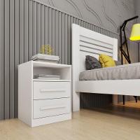 Mesa De Cabeceira 2 Gavetas Com Nicho Barcelona Tcil Neve - 3