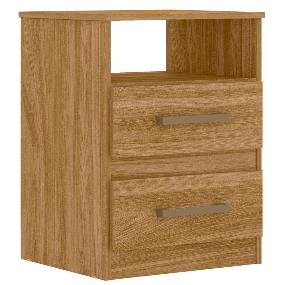 Mesa De Cabeceira Para Quarto 2 Gavetas Kit 2 Ares M07 Freijó - Mpozenato - 7