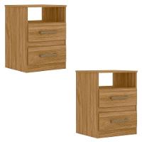 Mesa De Cabeceira Para Quarto 2 Gavetas Kit 2 Ares M07 Freijó - Mpozenato - 1