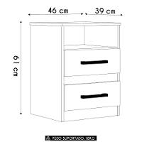 Mesa De Cabeceira Para Quarto 2 Gavetas Kit 2 Ares M07 Freijó - Mpozenato - 3