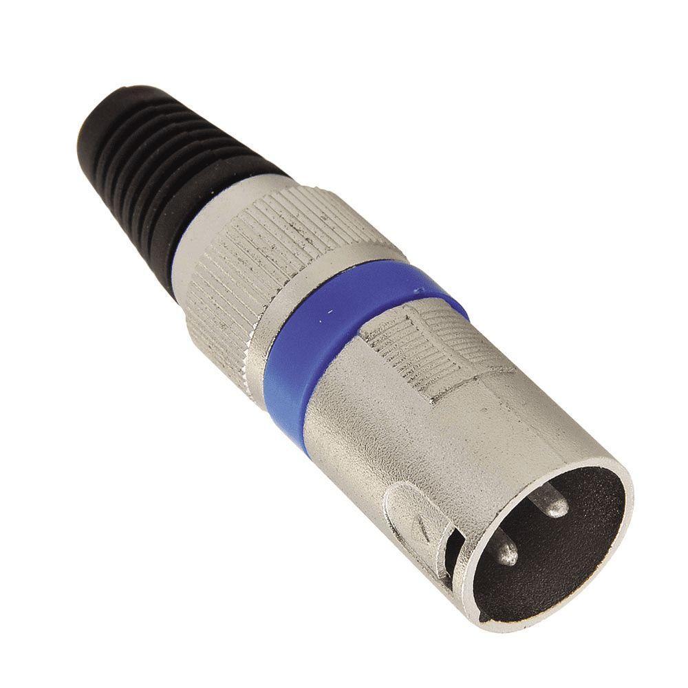 Conector Cannon Macho Jack Azul Corpo Metalico - 3