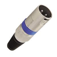 Conector Cannon Macho Jack Azul Corpo Metalico - 2