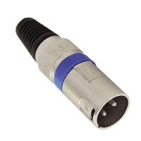 Conector Cannon Macho Jack Azul Corpo Metalico - 3