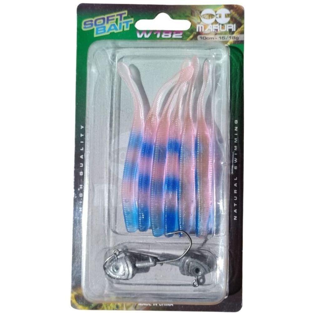 Isca Soft Bait Maruri W182 6 Unid + 2 Anzol Jig Head W182 Cor 09 - 3