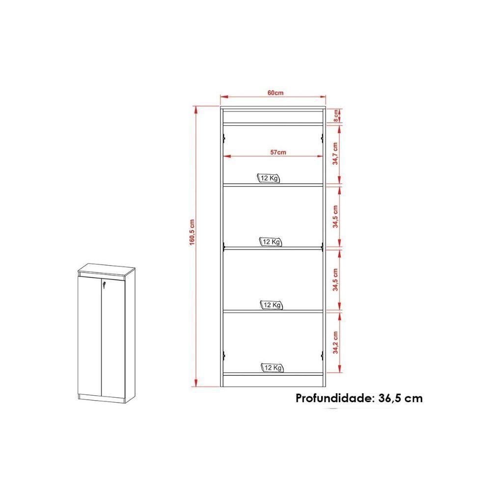 Escritório Completo 1 Mesa De Canto Para Escritório Me4145 + 1 Estante Me4150 + 1 Armário Me4151 3 Peças Branco - 5