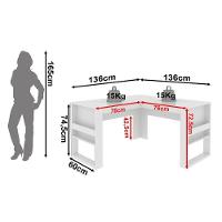 Escritório Completo 1 Mesa De Canto Para Escritório Me4145 + 1 Estante Me4150 + 1 Armário Me4151 3 Peças Branco