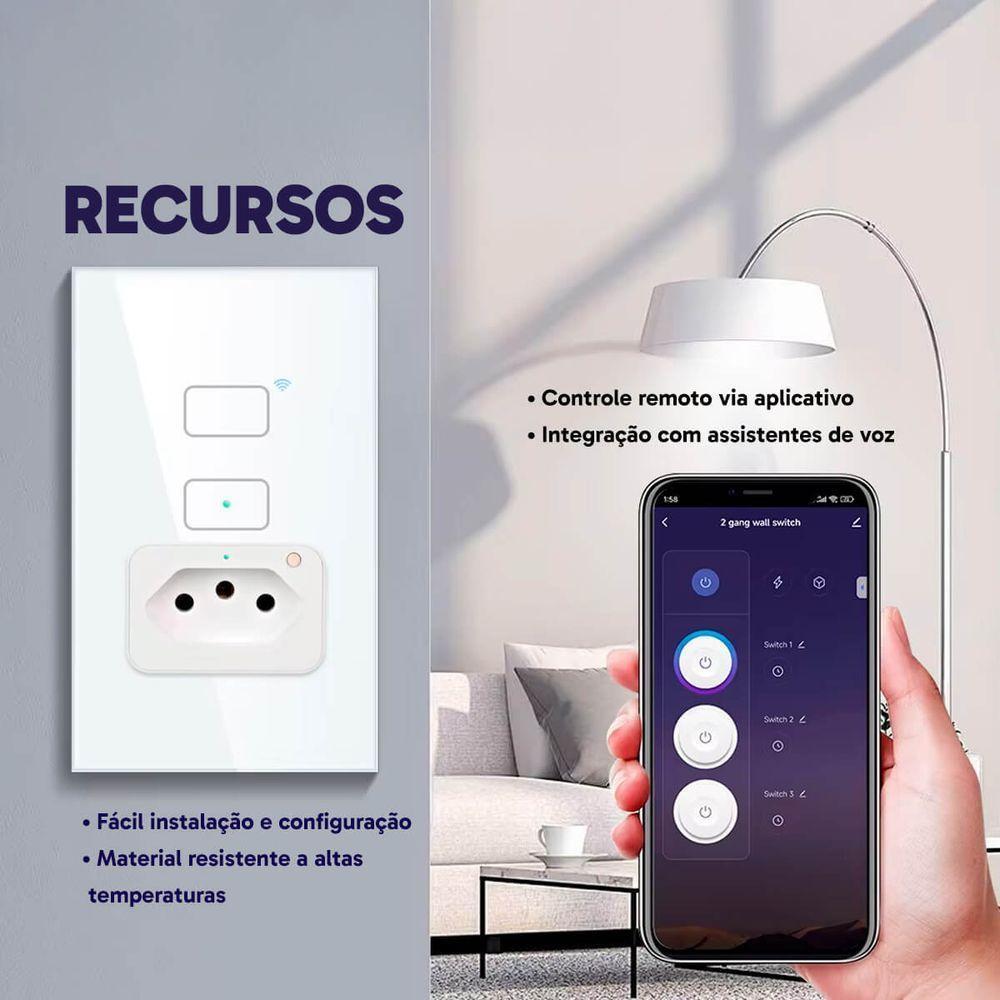 Tomada Inteligente Com Interruptor Wi-fi 2 Botões Alexa E Google Bivolt - 5