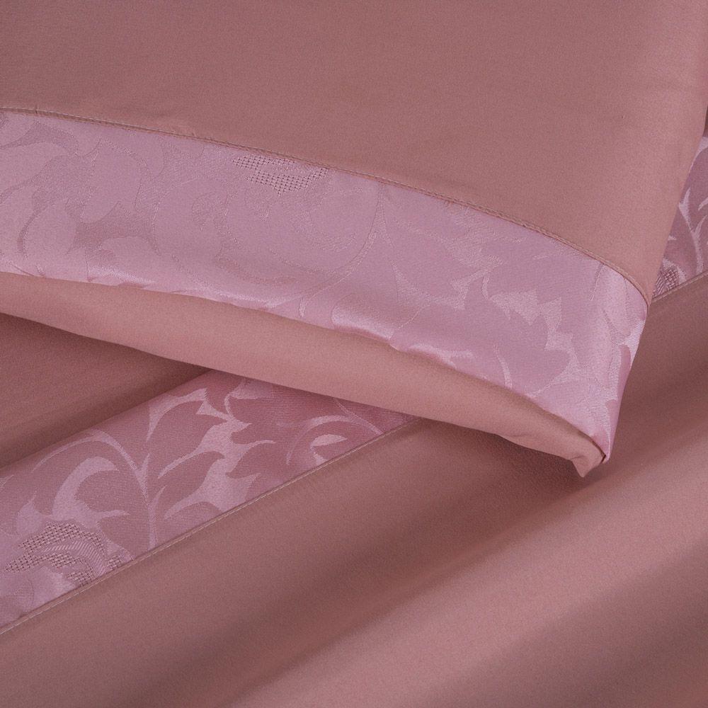 Jogo De Lençol Zurique Queen 4 Peças Micro Percal 400 Fios Friso Decorativo - Rose - 2