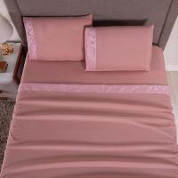 Jogo De Lençol Zurique Queen 4 Peças Micro Percal 400 Fios Friso Decorativo - Rose - 3