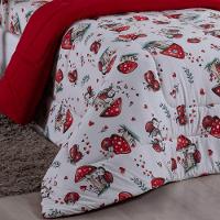 Edredom Fantasy Solteiro 01 Peça Infantil Tecido Malha 100% Algodão Macio Dupla Face - Joaninha Vermelho - 2