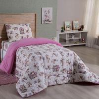 Edredom Fantasy Solteiro 01 Peça Infantil Tecido Malha 100% Algodão Macio Dupla Face - Carrosel Rosa - 1