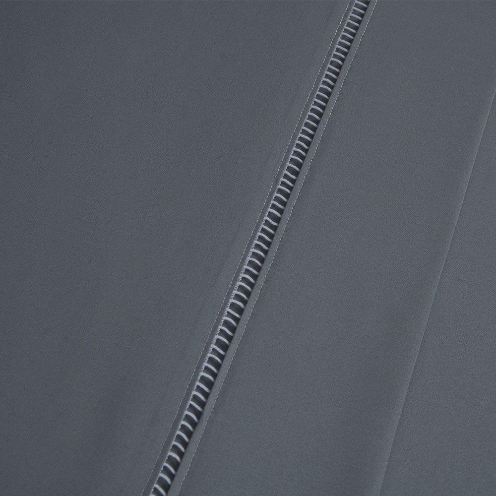 Jogo De Lençol Bariloche Queen 4 Peças Micro Percal 400 Fios Ponto Palito Liso - Cinza - 2