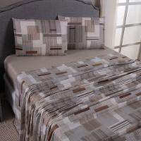 Jogo De Lençol Mabele Queen 4 Peças Micro Percal 400 Fios Estampado - Geométrico Avelã - 1
