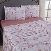 Jogo De Lençol Mabele King 4 Peças Micro Percal 400 Fios Estampado Floral - Rose - 1