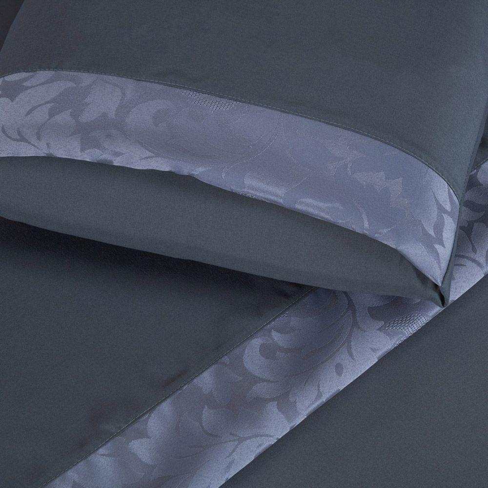 Jogo De Lençol Zurique Casal 4 Peças Micro Percal 400 Fios Friso Decorativo - Cinza - 2