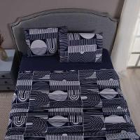 Jogo De Lençol Mabele Queen 4 Peças Micro Percal 400 Fios Estampado - Geométrico Azul Marinho - 2