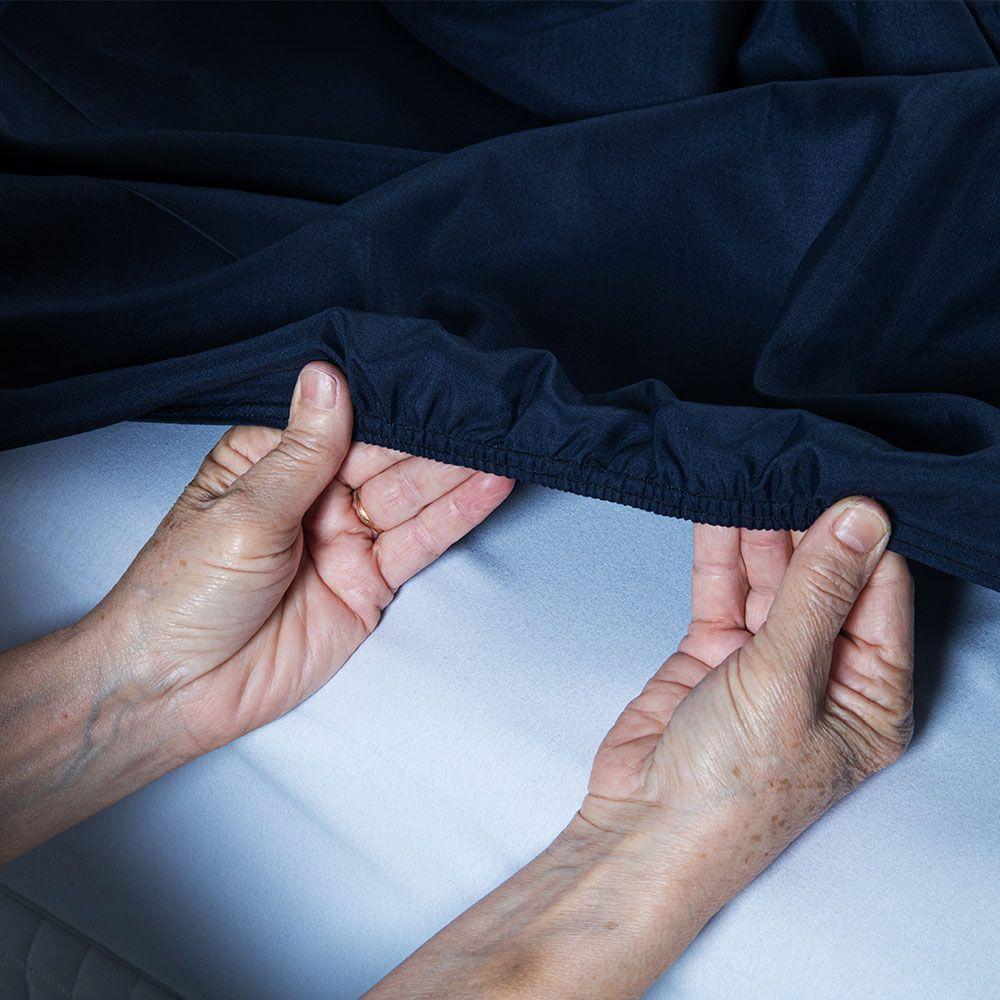 Jogo De Lençol Bariloche King 4 Peças Peças Micro Percal 400 Fios Ponto Palito Liso - Azul Marinho - 3