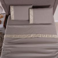 Jogo De Lençol Zurique Casal 4 Peças Micro Percal 400 Fios Friso Decorativo - Bege - 3