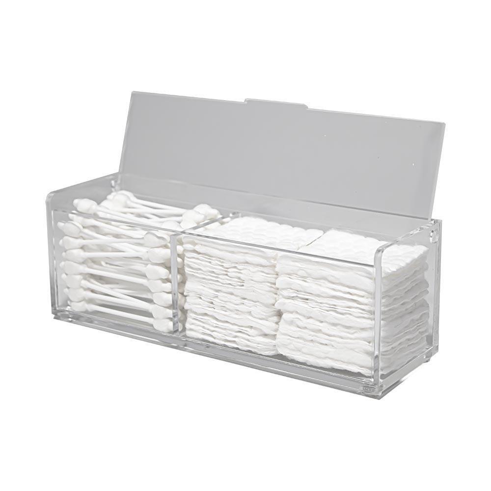 Porta Cotonete Algodão Organizador Acrílico 4mm Com Tampa Higiene Banheiro Cosméticos Transparente - 1