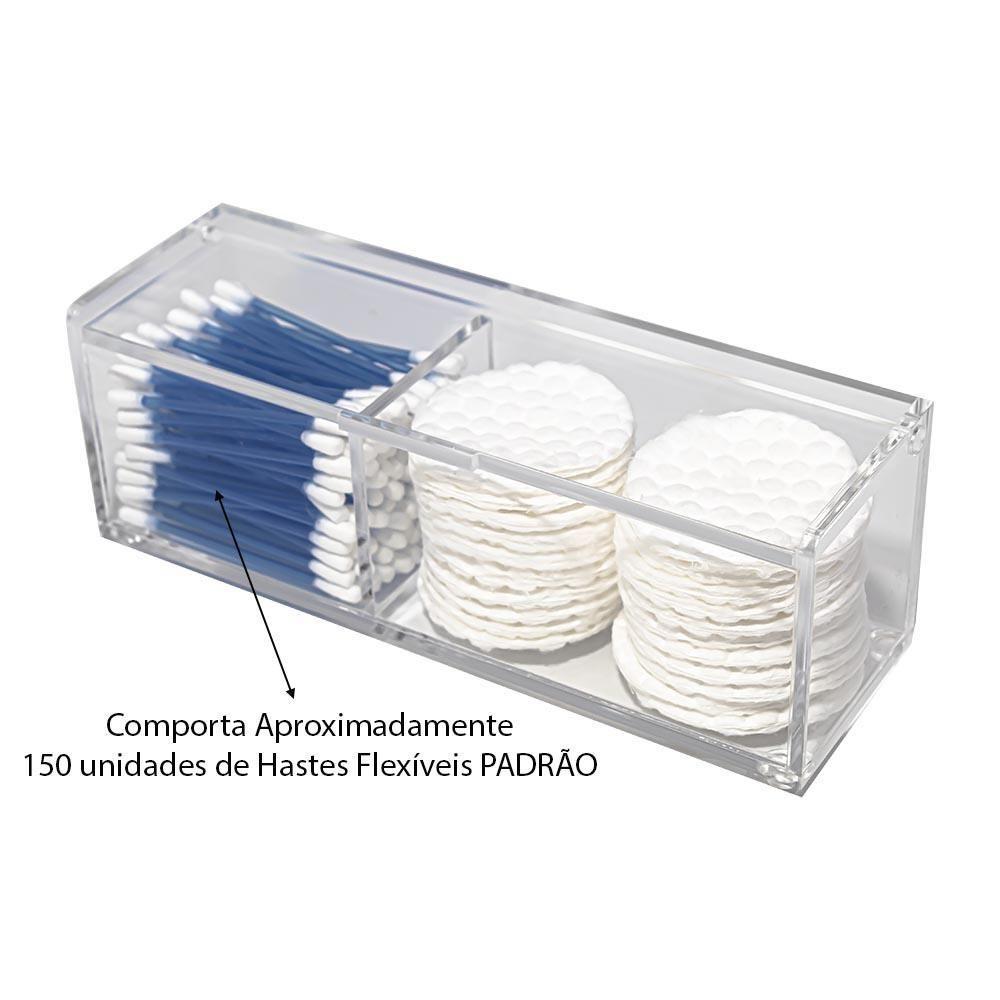 Porta Cotonete Algodão Organizador Acrílico 4mm Com Tampa Higiene Banheiro Cosméticos Transparente - 3