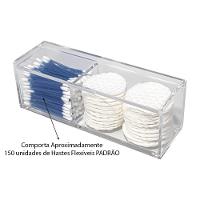 Porta Cotonete Algodão Organizador Acrílico 4mm Com Tampa Higiene Banheiro Cosméticos Transparente - 3