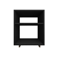 Kit 2 Mesa Cabeceira Nicho Quarto 39x50x37 Preto Pés Amadeirados