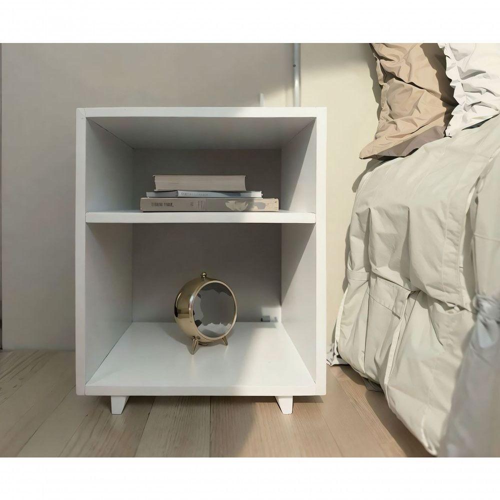 Kit 2 Mesa Cabeceira Nicho Quarto 39x50x37 Branco - 3