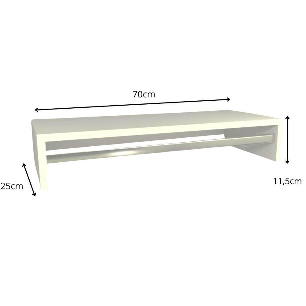 Kit 3 Cabideiros De Parede Suspenso 70x25x11,5 Branco - 3